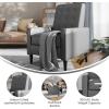 Flash Furniture Erza LeatherSoft Button Tufted Pushback Recliner, Mid-Century Modern Recliner Chair for Residential and Commercial Use, Cognac Brown(Light Gray)