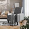Flash Furniture Erza LeatherSoft Button Tufted Pushback Recliner, Mid-Century Modern Recliner Chair for Residential and Commercial Use, Cognac Brown(Light Gray)