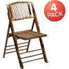 Flash Furniture Folding Bohemian Bamboo Chairs with Curved Backs, Modern Bamboo Folding Dining Chairs, 300 lb. Static Weight Capacity, Set of 4(Set of 4)