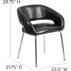 Flash Furniture Fusion Series LeatherSoft Upholstered Side Reception Chair, Retro Padded Lounge Chair for Living Room or Office, White(Black)