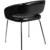 Flash Furniture Fusion Series LeatherSoft Upholstered Side Reception Chair, Retro Padded Lounge Chair for Living Room or Office, White(Black)
