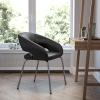 Flash Furniture Fusion Series LeatherSoft Upholstered Side Reception Chair, Retro Padded Lounge Chair for Living Room or Office, White(Black)