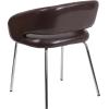 Flash Furniture Fusion Series LeatherSoft Upholstered Side Reception Chair, Retro Padded Lounge Chair for Living Room or Office, White(Brown)