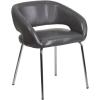 Flash Furniture Fusion Series LeatherSoft Upholstered Side Reception Chair, Retro Padded Lounge Chair for Living Room or Office, White(Grey)