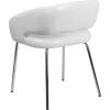 Flash Furniture Fusion Series LeatherSoft Upholstered Side Reception Chair, Retro Padded Lounge Chair for Living Room or Office, White(White)
