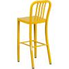 Flash Furniture Gael 30″ Commercial Metal Barstools with Footrest, Vertical Slat Back Bar Height Stools for Restaurants and Kitchens, Set of 2, Silver(Yellow)