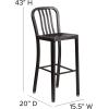 Flash Furniture Gael 30″ Commercial Metal Barstools with Footrest, Vertical Slat Back Bar Height Stools for Restaurants and Kitchens, Set of 2, Silver(Black-antique Gold)