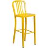Flash Furniture Gael 30″ Commercial Metal Barstools with Footrest, Vertical Slat Back Bar Height Stools for Restaurants and Kitchens, Set of 2, Silver(Yellow)