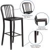Flash Furniture Gael 30″ Commercial Metal Barstools with Footrest, Vertical Slat Back Bar Height Stools for Restaurants and Kitchens, Set of 2, Silver(Black-antique Gold)