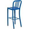Flash Furniture Gael 30″ Commercial Metal Barstools with Footrest, Vertical Slat Back Bar Height Stools for Restaurants and Kitchens, Set of 2, Silver(Blue)
