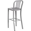 Flash Furniture Gael 30″ Commercial Metal Barstools with Footrest, Vertical Slat Back Bar Height Stools for Restaurants and Kitchens, Set of 2, Silver(Silver)