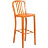 Flash Furniture Gael 30″ Commercial Metal Barstools with Footrest, Vertical Slat Back Bar Height Stools for Restaurants and Kitchens, Set of 2, Silver(Orange)