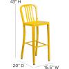 Flash Furniture Gael 30″ Commercial Metal Barstools with Footrest, Vertical Slat Back Bar Height Stools for Restaurants and Kitchens, Set of 2, Silver(Yellow)