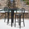 Flash Furniture Gael 30″ Commercial Metal Barstools with Footrest, Vertical Slat Back Bar Height Stools for Restaurants and Kitchens, Set of 2, Silver(Black)