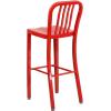 Flash Furniture Gael 30″ Commercial Metal Barstools with Footrest, Vertical Slat Back Bar Height Stools for Restaurants and Kitchens, Set of 2, Silver(Red)