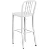 Flash Furniture Gael 30″ Commercial Metal Barstools with Footrest, Vertical Slat Back Bar Height Stools for Restaurants and Kitchens, Set of 2, Silver(White)