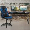 Flash Furniture Gaming Desk and Black Racing Chair Set/Cup Holder/Headphone Hook/Removable Mouse Pad Top – 2 Wire Management Holes(Blue)