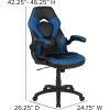 Flash Furniture Gaming Desk and Black Racing Chair Set/Cup Holder/Headphone Hook/Removable Mouse Pad Top – 2 Wire Management Holes(Blue)