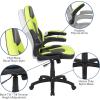 Flash Furniture Gaming Desk and Black Racing Chair Set/Cup Holder/Headphone Hook/Removable Mouse Pad Top – 2 Wire Management Holes(Green)