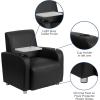 Flash Furniture George LeatherSoft Guest Chair with Tablet Arm and Cup Holder, Upholstered Tablet Arm Chair for Offices and Waiting Rooms, Gray(Black)