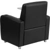 Flash Furniture George LeatherSoft Guest Chair with Tablet Arm and Cup Holder, Upholstered Tablet Arm Chair for Offices and Waiting Rooms, Gray(Black)