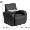 Flash Furniture George LeatherSoft Guest Chair with Tablet Arm and Cup Holder, Upholstered Tablet Arm Chair for Offices and Waiting Rooms, Gray(Black)