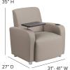 Flash Furniture George LeatherSoft Guest Chair with Tablet Arm and Cup Holder, Upholstered Tablet Arm Chair for Offices and Waiting Rooms, Gray(Grey)