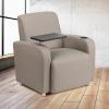 Flash Furniture George LeatherSoft Guest Chair with Tablet Arm and Cup Holder, Upholstered Tablet Arm Chair for Offices and Waiting Rooms, Gray(Grey)