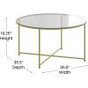 Flash Furniture Greenwich Collection Coffee Table – Modern Clear Glass Coffee Table – Crisscross Brushed Gold Frame