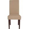 Flash Furniture Greenwich Series Black LeatherSoft Upholstered Panel Back Mid-Century Parsons Dining Chair(Beige Fabric)