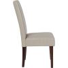 Flash Furniture Greenwich Series Black LeatherSoft Upholstered Panel Back Mid-Century Parsons Dining Chair(Beige Leathersoft)