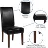 Flash Furniture Greenwich Series Black LeatherSoft Upholstered Panel Back Mid-Century Parsons Dining Chair(Black Leathersoft)