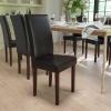 Flash Furniture Greenwich Series Black LeatherSoft Upholstered Panel Back Mid-Century Parsons Dining Chair(Brown Leathersoft)