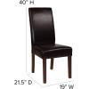 Flash Furniture Greenwich Series Black LeatherSoft Upholstered Panel Back Mid-Century Parsons Dining Chair(Brown Leathersoft)