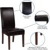 Flash Furniture Greenwich Series Black LeatherSoft Upholstered Panel Back Mid-Century Parsons Dining Chair(Brown Leathersoft)
