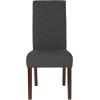 Flash Furniture Greenwich Series Black LeatherSoft Upholstered Panel Back Mid-Century Parsons Dining Chair(Gray Fabric)