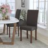 Flash Furniture Greenwich Series Black LeatherSoft Upholstered Panel Back Mid-Century Parsons Dining Chair(Gray Fabric)