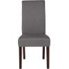 Flash Furniture Greenwich Series Black LeatherSoft Upholstered Panel Back Mid-Century Parsons Dining Chair(Light Gray Fabric)