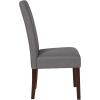Flash Furniture Greenwich Series Black LeatherSoft Upholstered Panel Back Mid-Century Parsons Dining Chair(Light Gray Fabric)