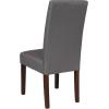 Flash Furniture Greenwich Series Black LeatherSoft Upholstered Panel Back Mid-Century Parsons Dining Chair(Light Gray Fabric)