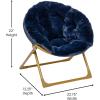 Flash Furniture Gwen Kids Cozy Mini Folding Saucer Chair – Navy Faux Fur Moon Chair – Soft Gold Metal Frame – 23″ Portable Folding Chair For Living Room or Bedroom(Navy Faux Fur/Soft Gold Frame)