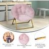 Flash Furniture Gwen Kids Cozy Mini Folding Saucer Chair – Navy Faux Fur Moon Chair – Soft Gold Metal Frame – 23″ Portable Folding Chair For Living Room or Bedroom(Blush/Soft Gold)