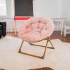 Flash Furniture Gwen Kids Cozy Mini Folding Saucer Chair – Navy Faux Fur Moon Chair – Soft Gold Metal Frame – 23″ Portable Folding Chair For Living Room or Bedroom(Blush/Soft Gold)