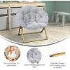 Flash Furniture Gwen Kids Cozy Mini Folding Saucer Chair – Navy Faux Fur Moon Chair – Soft Gold Metal Frame – 23″ Portable Folding Chair For Living Room or Bedroom(Gray/Soft Gold)