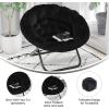 Flash Furniture Gwen Oversize Folding Saucer Chair – Blush Faux Fur Moon Chair – Soft Gold Metal Frame – 38″ Portable Folding Chair – for Dorm and Bedroom(Black/Black)