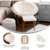 Flash Furniture Gwen Oversize Folding Saucer Chair – Blush Faux Fur Moon Chair – Soft Gold Metal Frame – 38″ Portable Folding Chair – for Dorm and Bedroom(Ivory Faux Shearling Fabric/Soft Gold Frame)