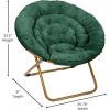 Flash Furniture Gwen Oversize Folding Saucer Chair – Blush Faux Fur Moon Chair – Soft Gold Metal Frame – 38″ Portable Folding Chair – for Dorm and Bedroom(Emerald Fabric/ Soft Gold)