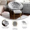 Flash Furniture Gwen Oversize Folding Saucer Chair – Blush Faux Fur Moon Chair – Soft Gold Metal Frame – 38″ Portable Folding Chair – for Dorm and Bedroom(Gray Fabric/Soft Gold Frame)