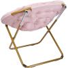 Flash Furniture Gwen Oversize Folding Saucer Chair – Blush Faux Fur Moon Chair – Soft Gold Metal Frame – 38″ Portable Folding Chair – for Dorm and Bedroom(Blush/Soft Gold)