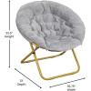 Flash Furniture Gwen Oversize Folding Saucer Chair – Blush Faux Fur Moon Chair – Soft Gold Metal Frame – 38″ Portable Folding Chair – for Dorm and Bedroom(Gray/Soft Gold)